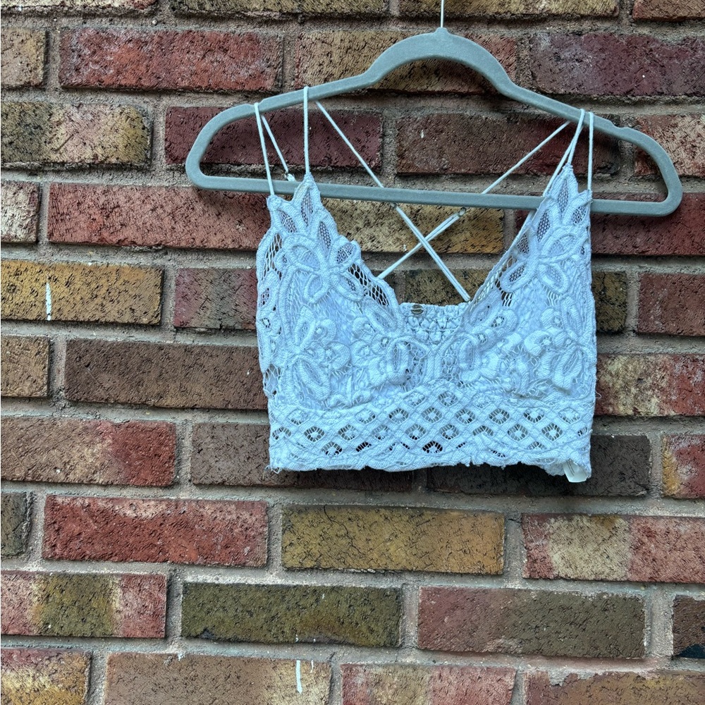 Free People White Lace Bralette with Strappy Back